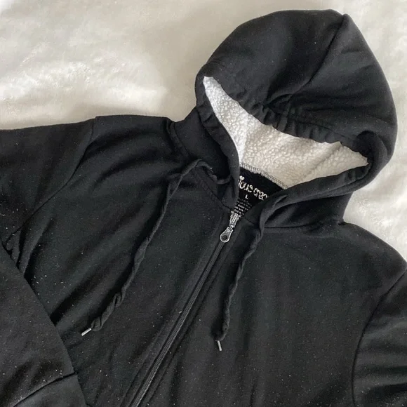 Black “Weekend Lover” full body zipper fleece hoodie - Picture 11 of 17